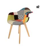 2 Fauteuils Scandinave Patchwork multicolores - 62x60.5x86 cm
