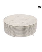 2 Coussins de sol ronds écru/noir - D.50xH.16 cm