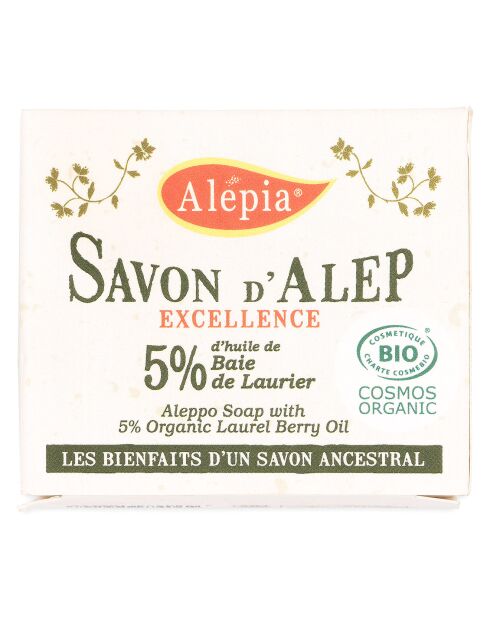 Savon d'Alep Excellence BIO 5% d'Huile de Baie de Laurier - 200 g