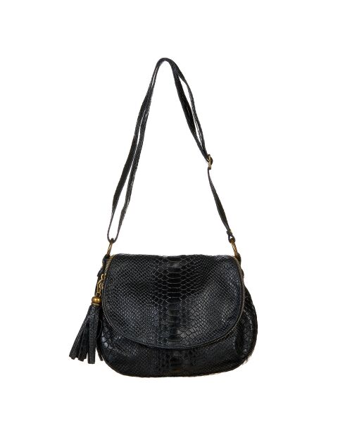 Schwarze Schultertasche Lana aus Leder - 29x20x6 cm