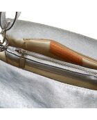 Zilverkleurige leren schoudertas Iris - 20x16x10,5 cm
