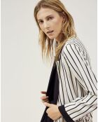 Veste longue rayée Andy blanc/noir