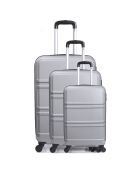 3 Valises 4 roues Utah 49/59/71 cm argentées