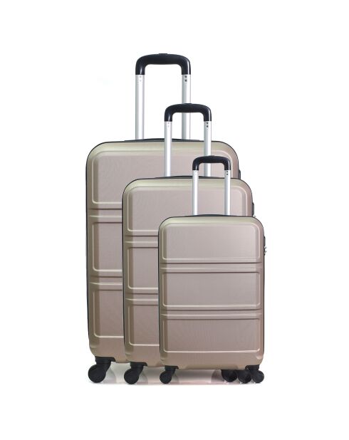 3 Valises 4 roues Utah 49/59/71 cm dorées