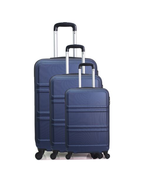 3 marineblaue Allrad-Koffer Utah 49/59/71 cm