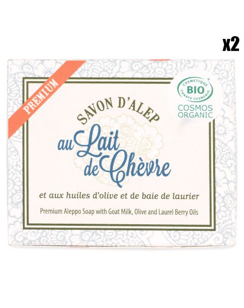 2 Savons d'Alep Premium au Lait de Chèvre BIO Douceur - 2x125 g