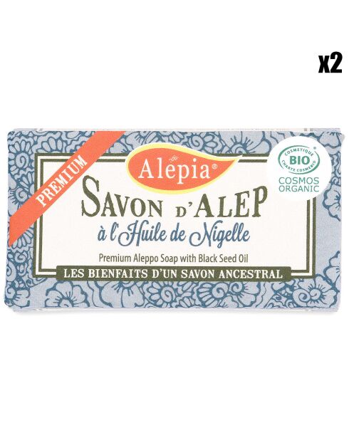 2 premium Aleppo-zepen met biologische zoetheid van nigella-olie - 2x125 g