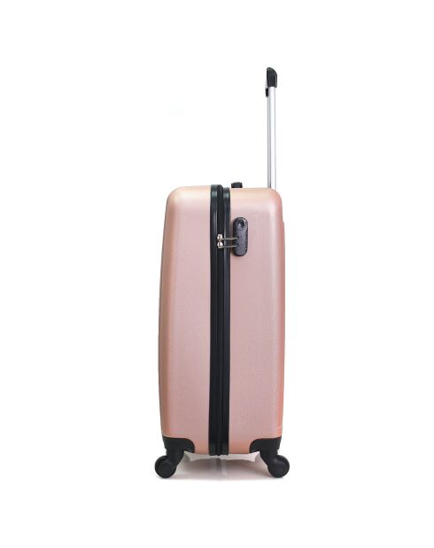 3 Valises 4 roues Atlanta 49/59/71 cm rose doré