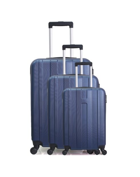 3 valigie Atlanta 49/59/71 cm blu marino a 4 ruote