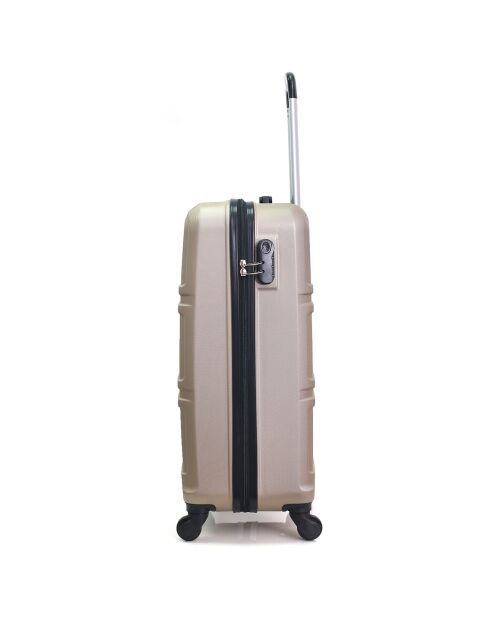 Utah 59 cm gouden koffer met 4 wielen en enkele wielen voor medium stay