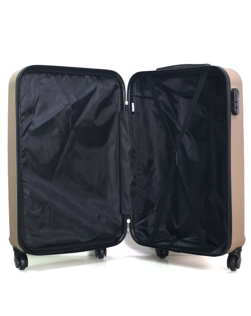 Utah 59 cm gouden koffer met 4 wielen en enkele wielen voor medium stay