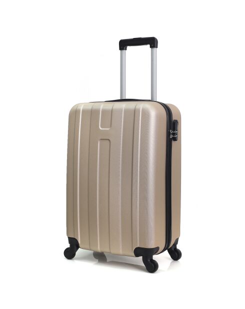 Atlanta 59 cm gouden koffer met 4 wielen en enkele wielen, medium stay