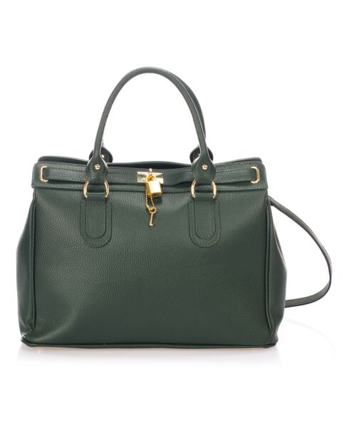 Borsa Coralie in pelle verde - 36x28x18 cm