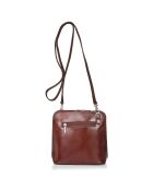 Sac bandoulière en Cuir Lydie marron - 14x19x6 cm