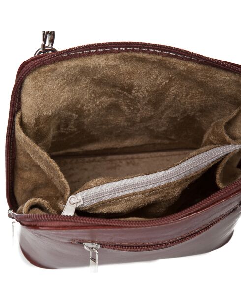 Sac bandoulière en Cuir Lydie marron - 14x19x6 cm