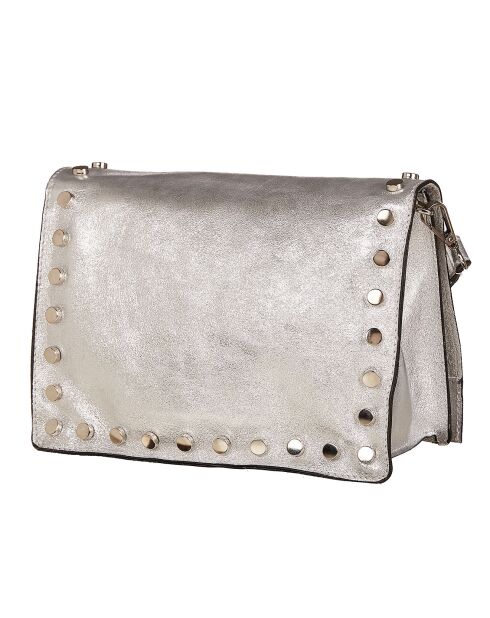 Zilverkleurige leren schoudertas Iris - 20x16x10,5 cm