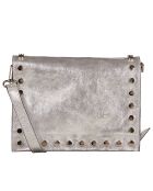 Zilverkleurige leren schoudertas Iris - 20x16x10,5 cm