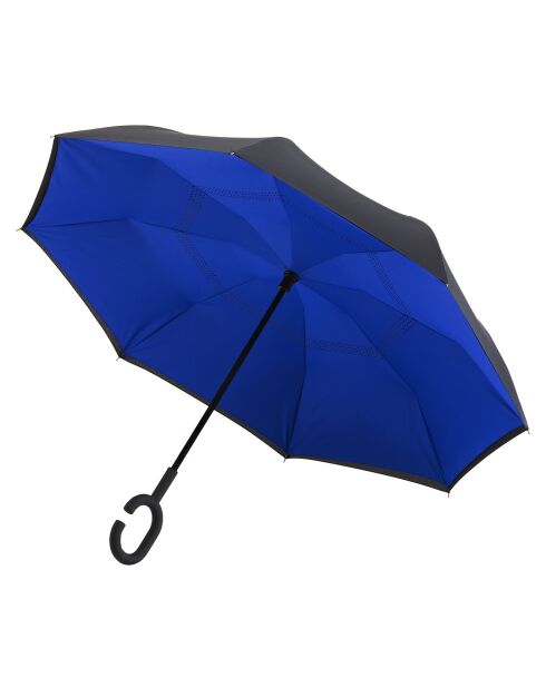 Zwart/blauwe paraplu met omgekeerde opening