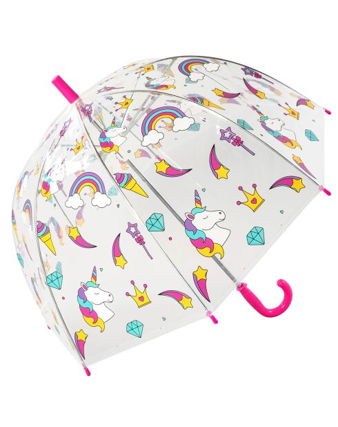 Paraguas infantil con forma de unicornio transparente/multicolor