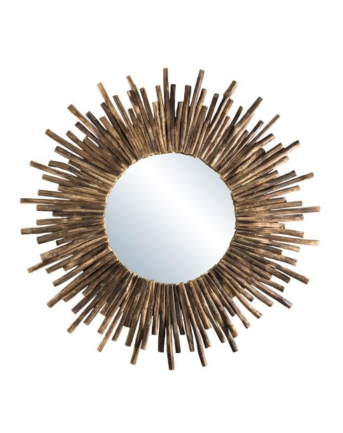 Miroir rond soleil Clara teck - D.90 cm