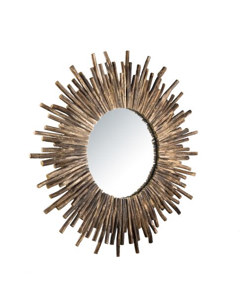 Miroir rond soleil Clara teck - D.90 cm