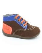 Bottillons en Velours de Cuir Bonbon marron/bleu/orange