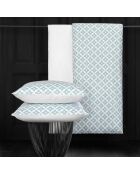 Parure housse de couette 100% Satin de Coton Azulejos bleu/blanc