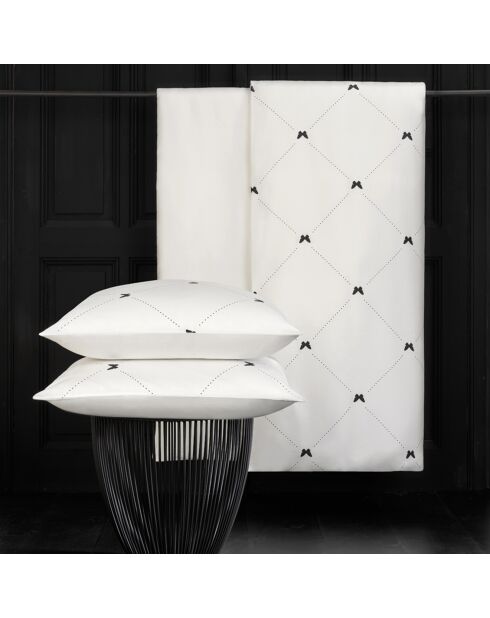 Parure housse de couette 100% Satin de Coton Butterflies blanc/noir