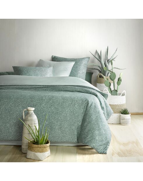 Watergroene dekbedovertrekset van 100% katoen, satijn, Cravat