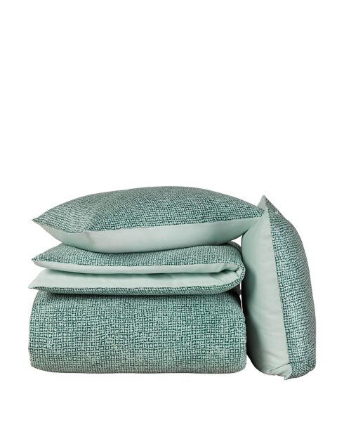 Watergroene dekbedovertrekset van 100% katoen, satijn, Cravat