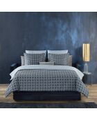 Parure housse de couette 100% Satin de Coton Nickel bleu foncé