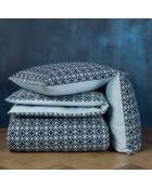 Parure housse de couette 100% Satin de Coton Nickel bleu foncé