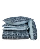 Parure housse de couette 100% Satin de Coton Nickel bleu foncé