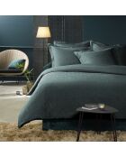 Parure housse de couette & 2 taies 100% Satin de Coton Skyscraper atlantic/vert foncé - 200x200 cm