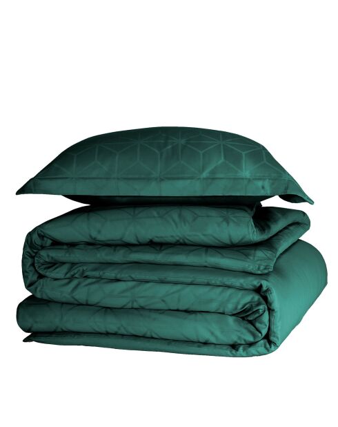 Dekbedovertrekset en 2 kussenslopen 100% katoensatijn Skyscraper atlantic/donkergroen - 200x200 cm