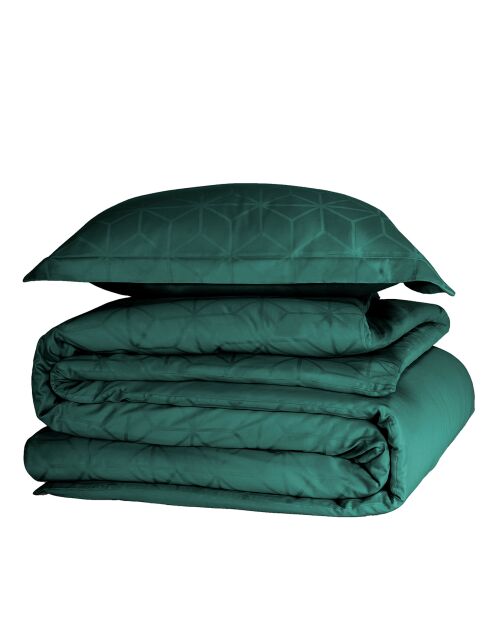 Parure housse de couette & 2 taies 100% Satin de Coton Skyscraper atlantic/vert foncé - 200x200 cm