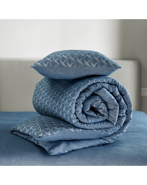 Bettwäsche-Set aus Baumwollflanell mit Vogelmotiv, Mitternachtsblau