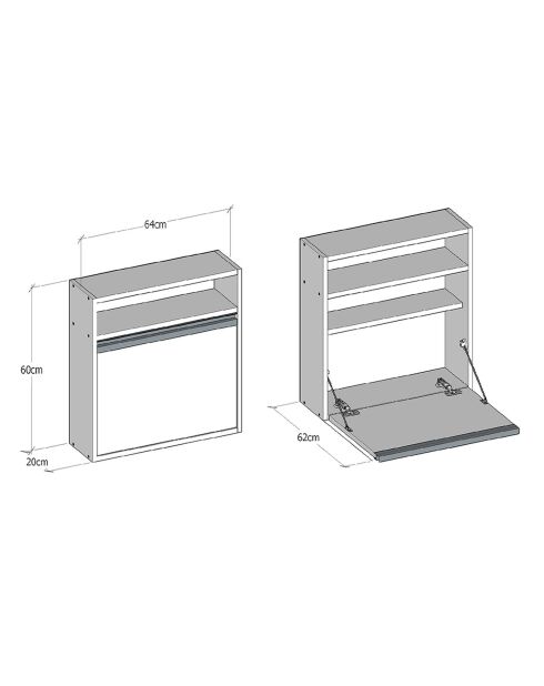 Bureau suspendu Optimum blanc - 64x20x60 cm