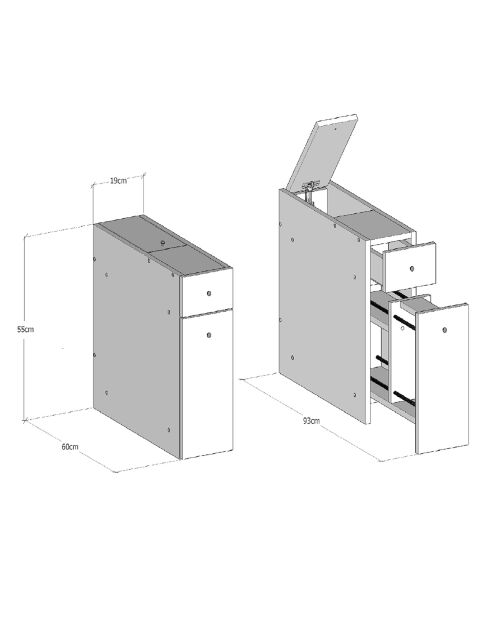 Mobile da bagno Smart bianco - 19x55x60 cm