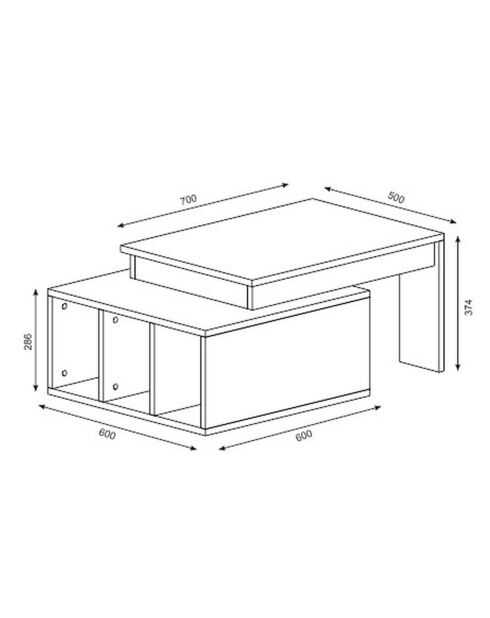 Table basse kolarado blanc/noyer - 90x37.4x60 cm