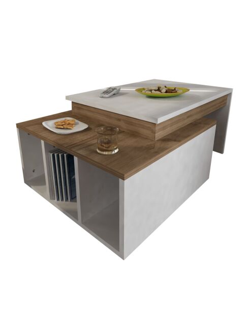 Table basse kolarado blanc/noyer - 90x37.4x60 cm