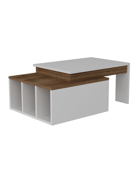 Table basse kolarado blanc/noyer - 90x37.4x60 cm