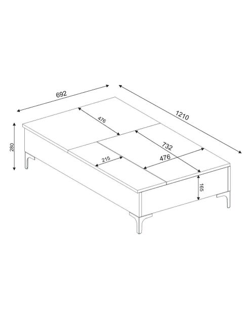 Table basse esinti noyer - 69x28x121 cm