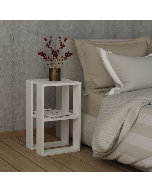 Table de chevet Lonie blanche - 30x30x55 cm