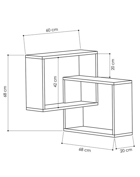 Étagère ring naturelle - 68x68x60 cm