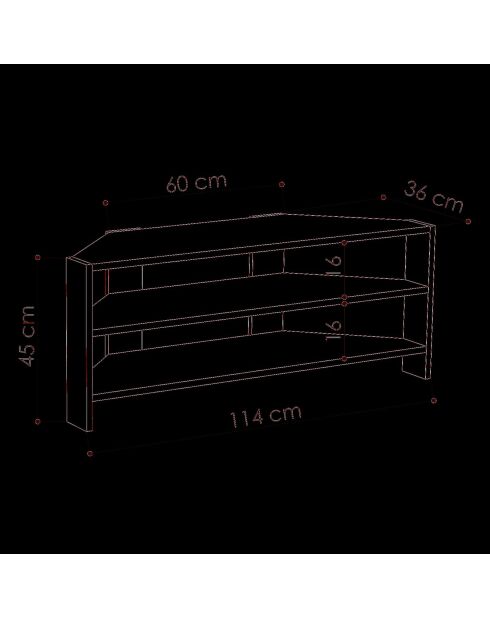 Meuble TV Thales Corner chêne - 36x114x45 cm