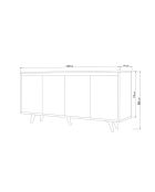 Buffet 4 portes shans chêne/blanc - 140x40x85.6 cm