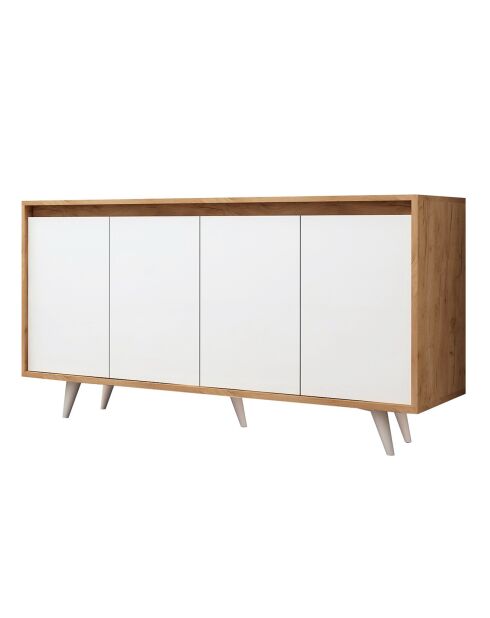 Buffet 4 portes shans chêne/blanc - 140x40x85.6 cm