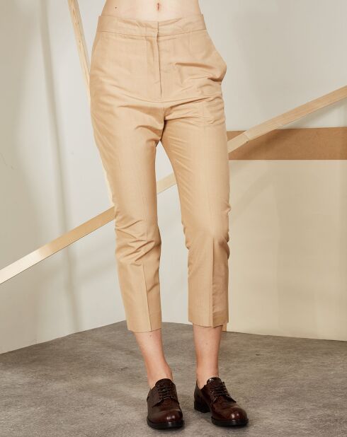 Pantalones Attila beige 100% seda