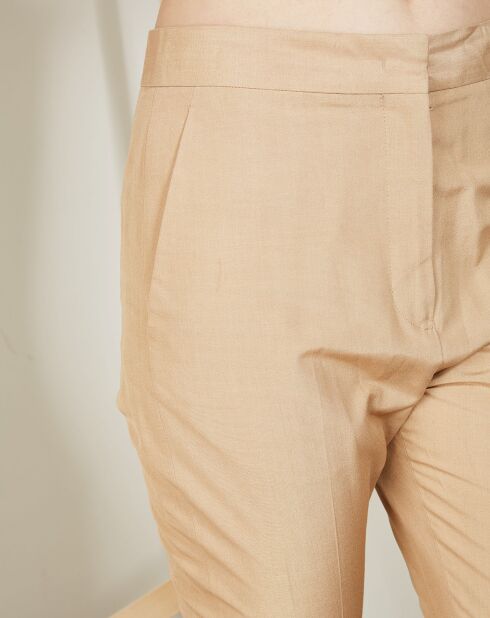 Pantalones Attila beige 100% seda